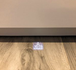 The time remaining symbol is superimposed onto the floor in front of the machine using LED lighting so you always know the duration of the cycle without having to open the door