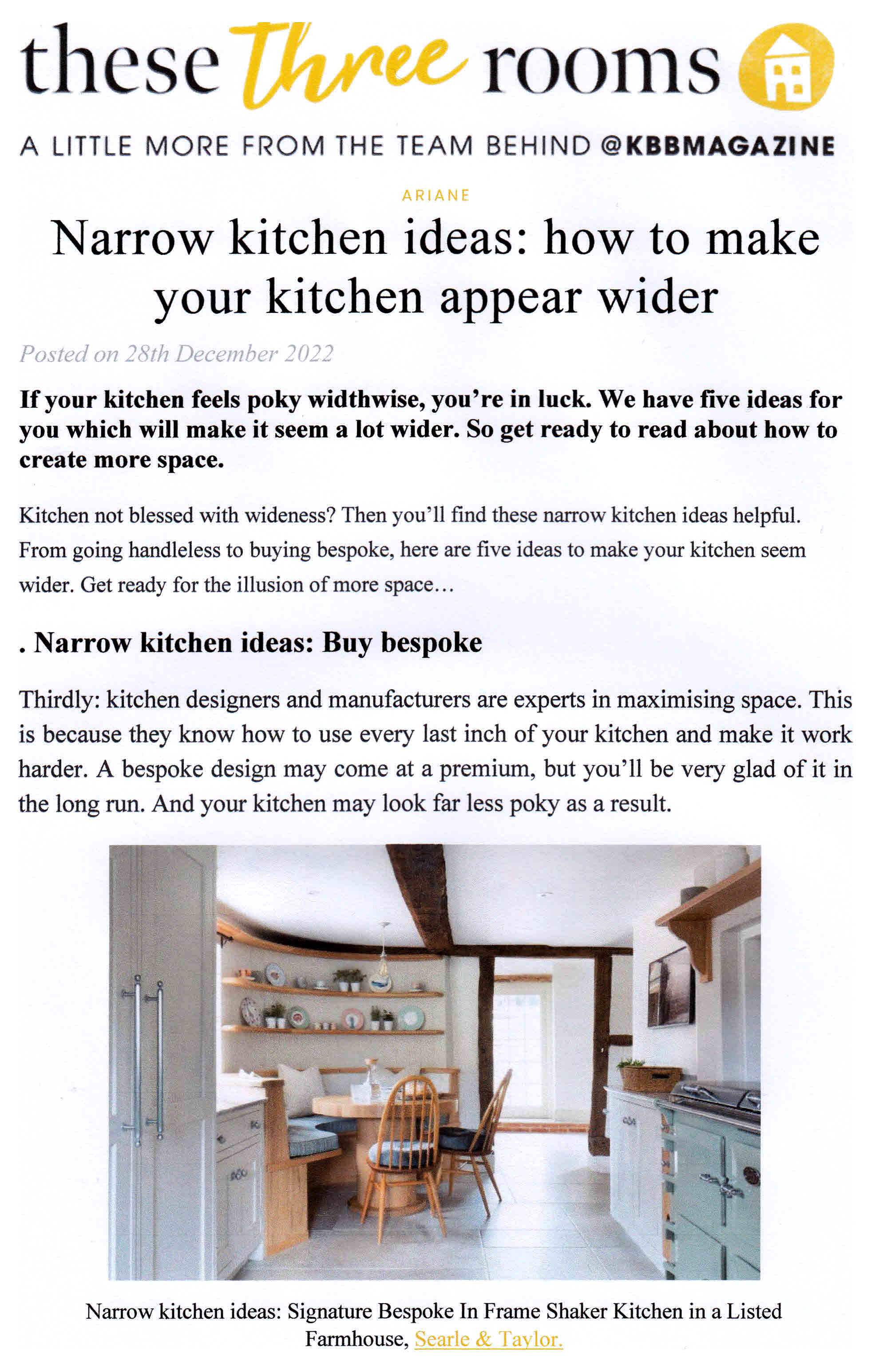 Searle & Taylor - these Three Rooms - Narrow Kitchens